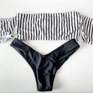 Black and White Stripe Bikini